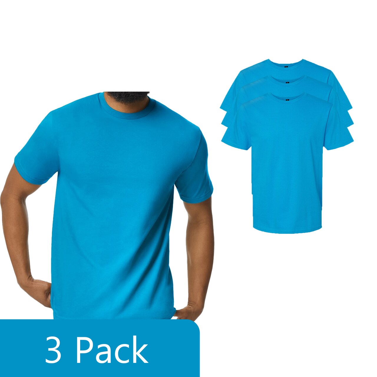 Gildan Men's Softstyle Midweight Short Sleeve T-Shirt for Craft & DIY Printing, Sapphire, 3–15 Pack